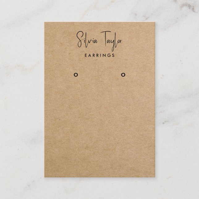 Modern Script Craft Paper Earring Display Card (Front)