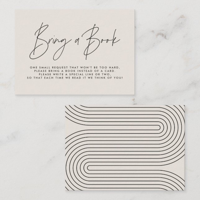 Modern script cream baby shower bring a book  card (Front/Back)