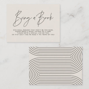 Modern script cream baby shower bring a book card
