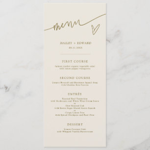 Modern Script Cream Wedding Menu