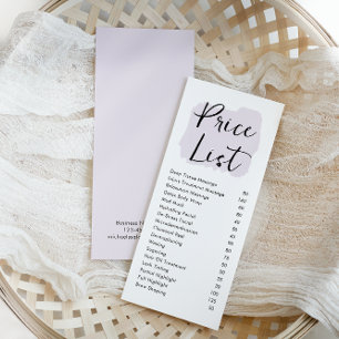 Modern Script Custom Business Price List Rack Card