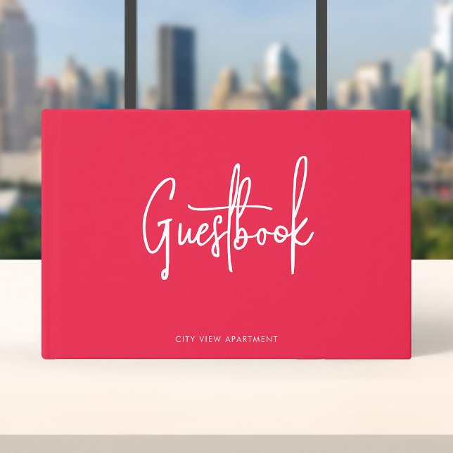 Modern Script Custom Colour Minimalist Guest Book (Creator Uploaded)