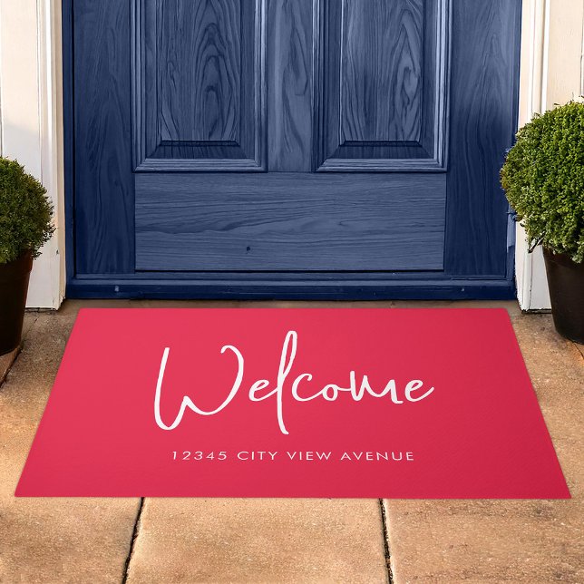 Modern Script Custom Colour Minimalist Welcome Doormat (Creator Uploaded)