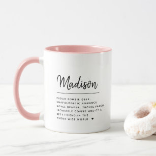  Modern Script Custom Name Definition Cool Girly Mug