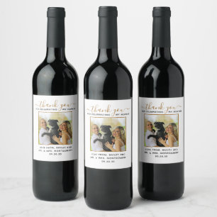 Modern Script Custom Pet Wedding Photo Wine Label