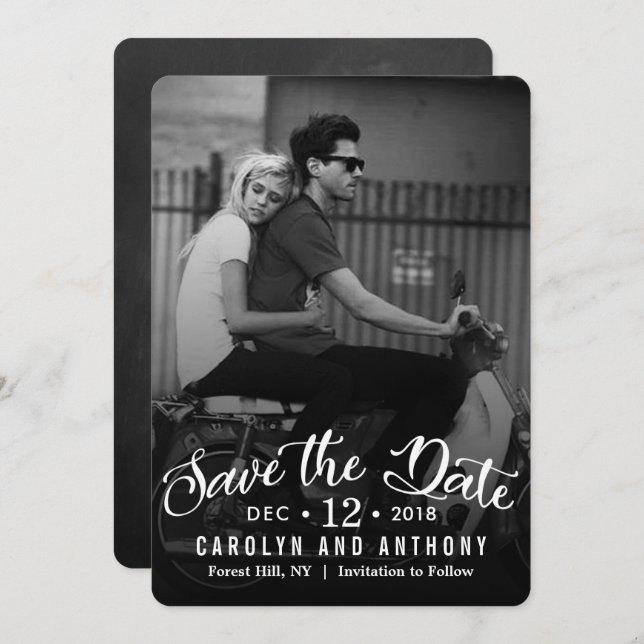 Modern Script | Custom Photo Save The Date (Front/Back)
