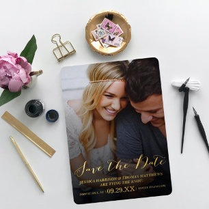 Modern Script   Custom Photo Save The Date Real