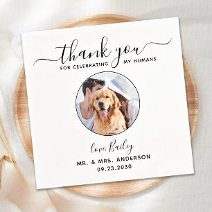 Modern Script Custom Photo Thank You Pet Wedding Napkin