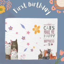 Modern Script Cute Cat Feline Animal Quote Large