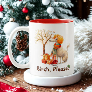 Modern Script Cute Dog Watercolor Funny Christmas Two-Tone Coffee Mug