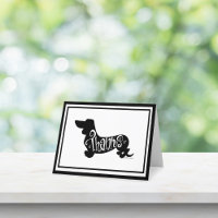 Modern Script Dachshund Black White Blank Folded