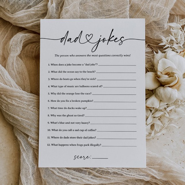 Modern Script Dad Jokes Baby Shower Game Invitation (Creator Uploaded)