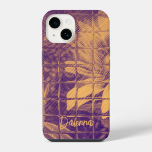 Modern Script Daisy Flower Watercolor Purple iPhone 14 Case