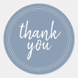 Modern Script Denim Blue Thank You Gift Label