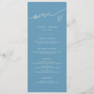 Modern Script Denim Blue Wedding Menu