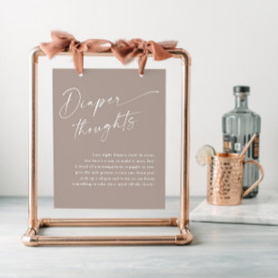 Modern Script Diaper Thoughts Neutral Baby Shower Poster