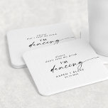 Modern Script Don't Take My Drink I'm Dancing Round Paper Coaster<br><div class="desc">This modern script "please don't take my drink I'm dancing" coaster is perfect for a minimalist wedding reception. The simple black and white design features unique industrial lettering typography with modern boho style. Customisable in any colour. Keep the design minimal and elegant, as is, or personalise it by adding your...</div>