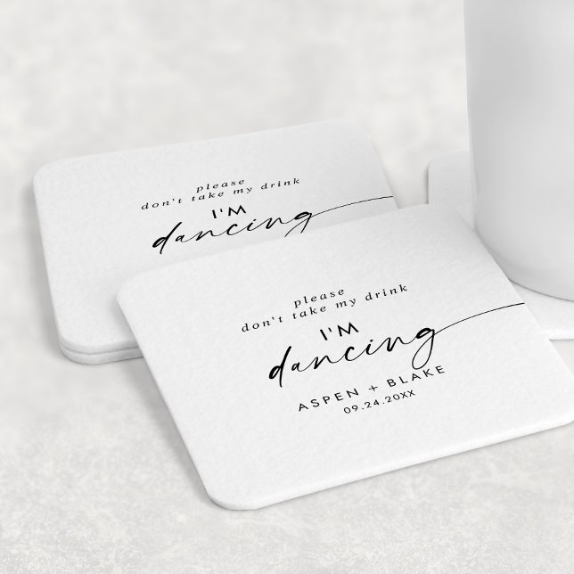 Modern Script Don't Take My Drink I'm Dancing Round Paper Coaster (Creator Uploaded)