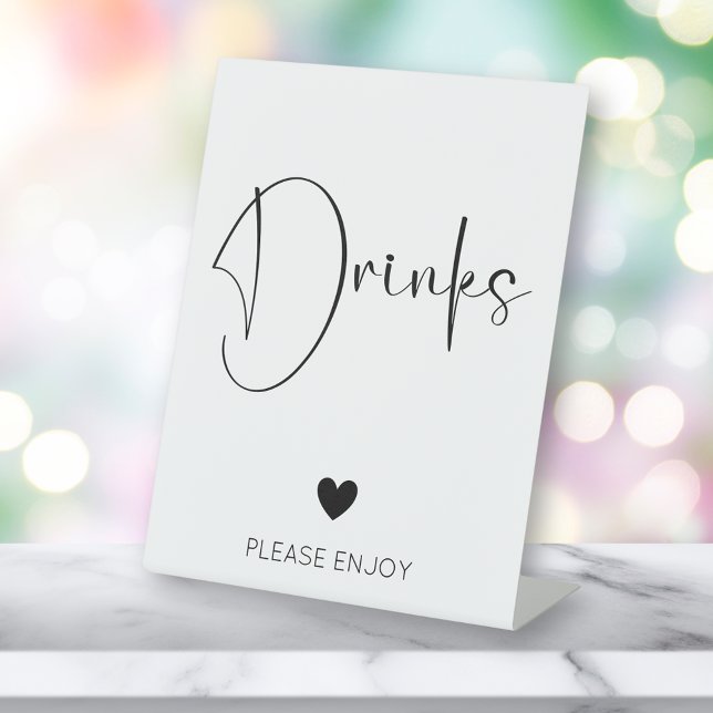 Modern Script Drinks Baby Shower Pedestal Sign (Creator Uploaded)