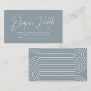 modern script dusty blue baby shower diaper raffle card