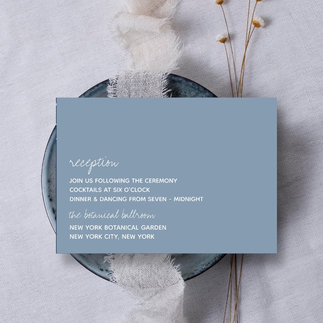 Modern Script Dusty Blue Minimalistic Wedding Enclosure Card (Creator Uploaded)
