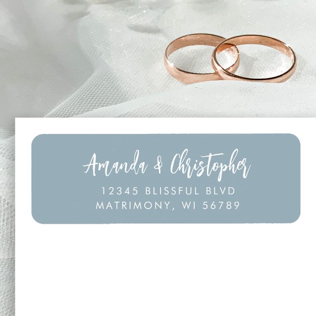 Modern Script Dusty Blue Wedding Return Address (Creator Uploaded)