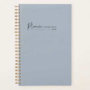 Modern Script Dusty Blue Weekly Monthly Planner