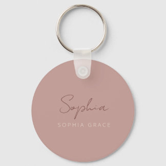 Modern Script Dusty Pink Handwritten Girly Key Ring