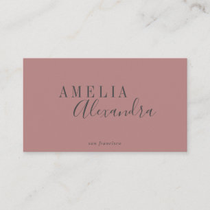 Modern Script Dusty Rose Grey Custom Boho Chic Business Card
