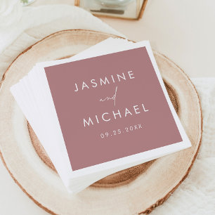Modern Script Dusty Rose Wedding Napkin
