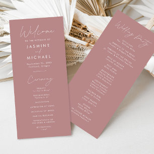 Modern Script Dusty Rose Wedding Program