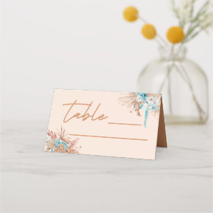 Modern Script Earthy Brown Floral Wedding Place Card