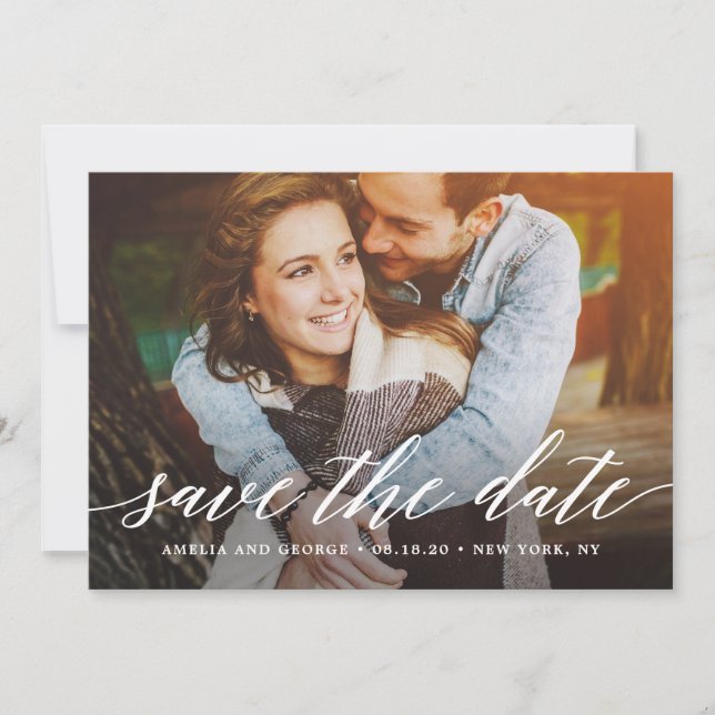 Modern Script EDITABLE COLOR Save The Date Card (Front)