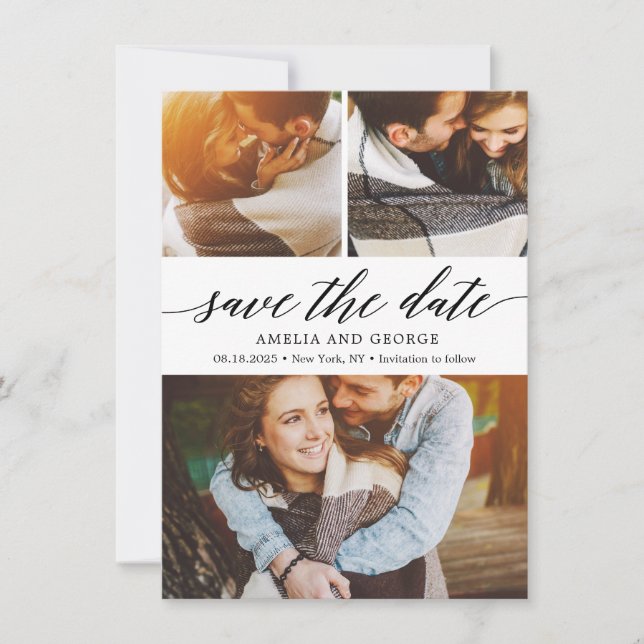 Modern Script EDITABLE COLOR Save The Date Card (Front)