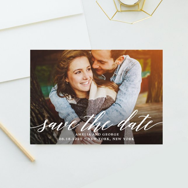 Modern Script EDITABLE COLOR Save The Date Card (Creator Uploaded)