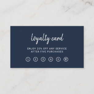 Modern Script Elegant and Simple Navy Blue Loyalty Card