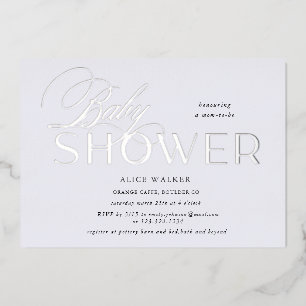 modern script elegant baby shower foil invitation