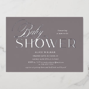 modern script elegant baby shower foil invitation