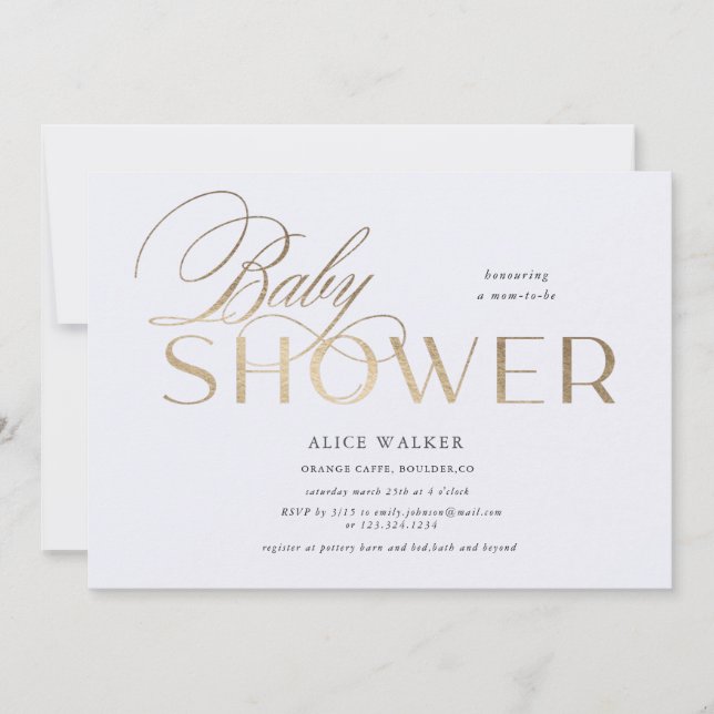 modern script elegant baby shower invitation (Front)