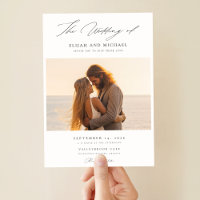 Modern Script Elegant Beach Wedding Photo