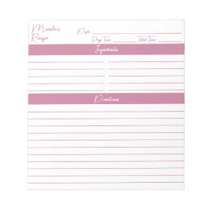 Modern Script Elegant Blush Pink Recipes Notepad