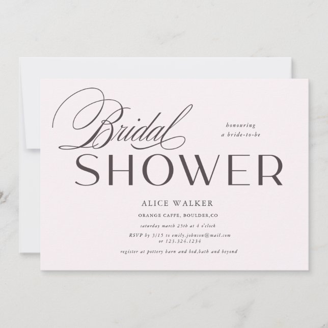 modern script elegant bridal shower invitation (Front)