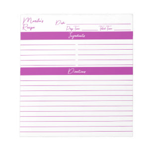 Modern Script Elegant Dark Pink Recipes Notepad