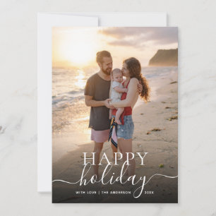 Modern Script Elegant Family Photo Holiday Card