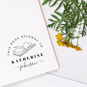 Modern Script Elegant From The Library Book Rubber Stamp