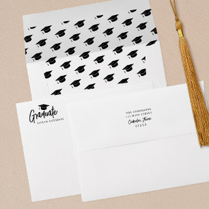 Modern Script Elegant Graduation Return Address Envelope