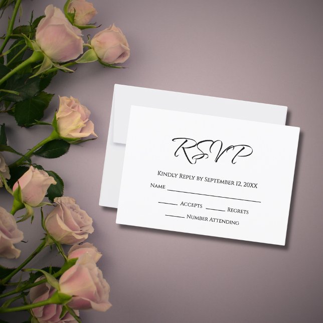 Modern Script Elegant Simple Wedding  RSVP Card (Creator Uploaded)