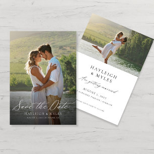 Modern Script Elegant Wedding 2 Photo Save The Date