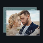 Modern script elegant wedding announcement postcard<br><div class="desc">Modern script elegant wedding save the date card. Modern minimal stylish design. All colours can be customised.</div>