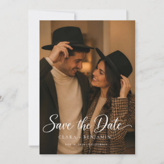 Modern Script Elegant Wedding Photo Save The Date